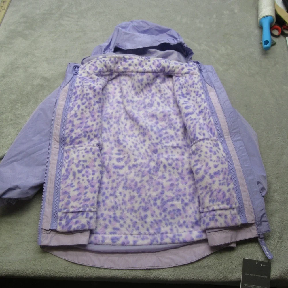 Eddie Bauer Jacket Kids XS 5/6 Purple Hooded Waterproof Removable Liner 3in1 NEW - Picture 3 of 14